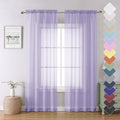 Lecloud Light Purple Sheer Curtains 84 Inches Long 2 Panels, Double Rod Pocket Window Dining Room/Living Room Lavender Curtain, Light Filtering Solid Voile Girls Bedroom Drapes, 40X84 Inch