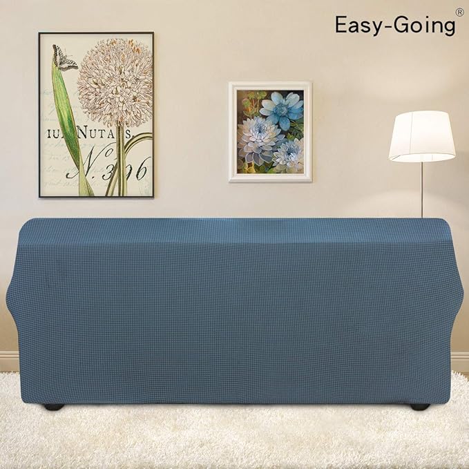 Easy-Going Stretch Oversized Sofa Slipcover 1-Piece Sofa Cover Furniture Protector Couch Soft with Elastic Bottom for Kids, Polyester Spandex Jacquard Fabric Small Checks Bluestone