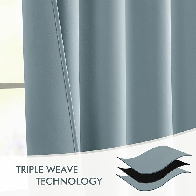 MIULEE Slate Blue Back Tab Blackout Curtain 96 Inch Long 2 Panels Set for Bedroom, Rod Pocket/Pinch Pleat Thermal Insulated Living Room Darkening Pleated Light Blocking Floor to Ceiling Drape