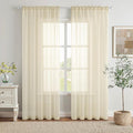 MIULEE 2 Panels Solid Color Light Cream Sheer Window Curtains Elegant Window Voile Panels/Drapes/Treatment for Bedroom Living Room (54X108 Inches Light Cream)