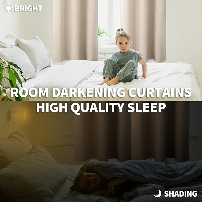 BGment Blackout Curtains - Grommet Thermal Insulated Room Darkening Bedroom and Living Room Curtains, Set of 2 Panels (46 x 72 Inch, Champagne)
