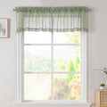 Simplebrand Sage Green Valances 14 Inches Long for Living Room Pocket 2 Panel Light Filtering Sheer Translucent Valence Toppers for Window Kitchen Bathroom Bedroom 42x14 Inch Length