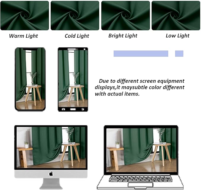 Simplebrand Ava Ever Green Blackout Curtains for Bedroom, 78 Inch Length, 2 Panels Set, Privacy Thermal Insulated Rod Pocket Window Curtains for Patio, French Door, W40 x L78 Inch