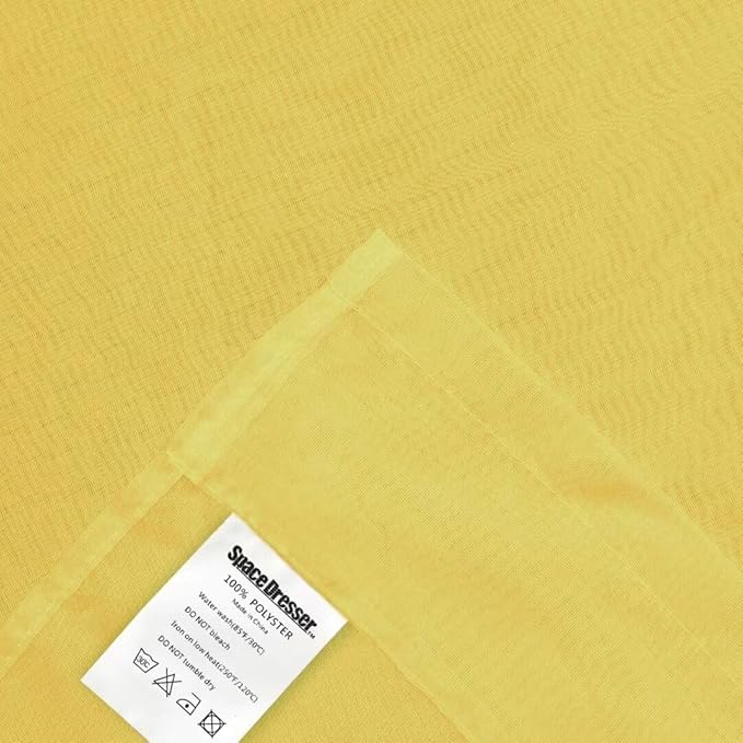 SpaceDresser Sheer Voile Window Treatment Rod Pocket Curtain Panels for Kitchen Bedroom Living Room Drapes Sunlight Filtering Privacy Semi Home Decor Assorted Colors Sizes (Yellow, 52 W x 108 L)