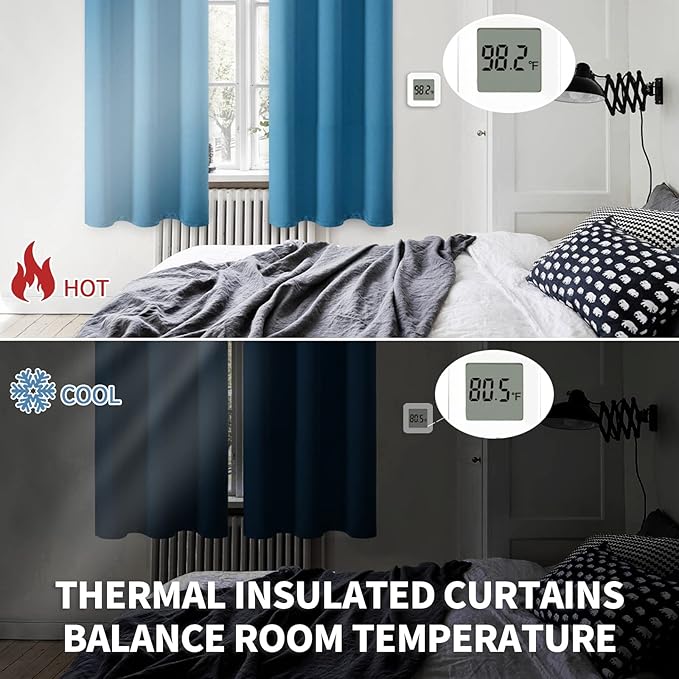 BGment Blackout Curtains - Grommet Thermal Insulated Room Darkening Bedroom and Living Room Curtains, Set of 2 Panels (52 x 45 Inch, Steel Blue)
