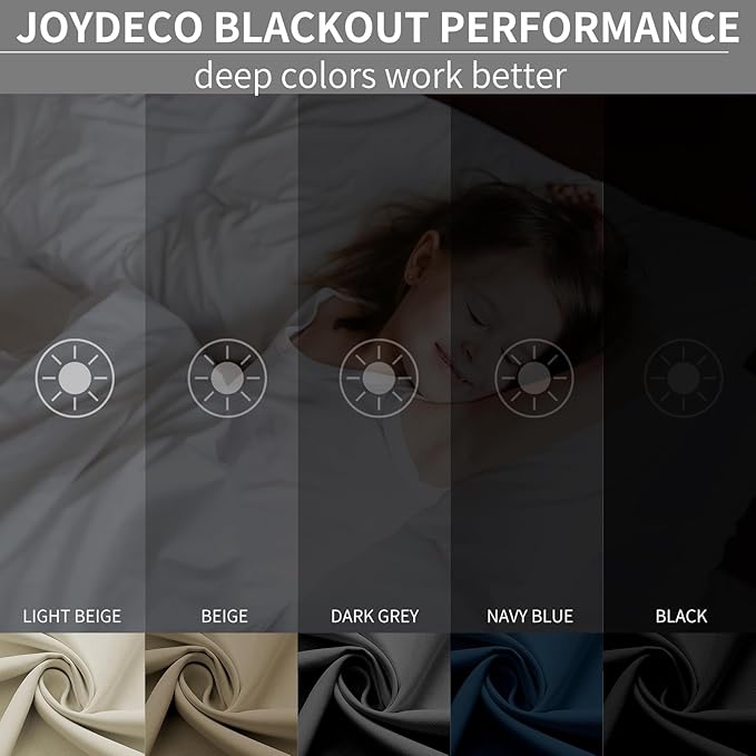 Joydeco Blackout Curtains 95 Inches Long 2 Panels Set, Thermal Insulated Long Curtains& Drapes 2 Burg, Room Darkening Drapes for Bedroom Living Room (Greyish White, W37 x L95 Inch)