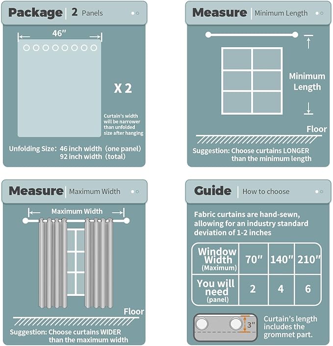 BGment Room Darkening Curtains for Bedroom - Grommet Thermal Insulated Window Treatments Light Blocking Curtains for Living Room, Set of 2 Panels, Each 46 x 72 Inch, Light Grey
