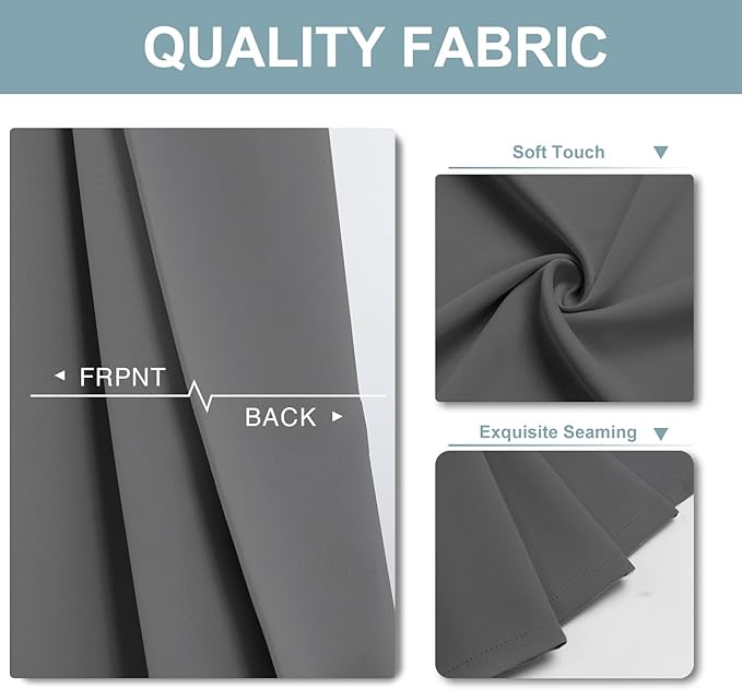 ChrisDowa Blackout Curtains 70 inches Wide for Bedroom - 2 Panels Set Extra Wide Grommet Thermal Insulated Room Darkening Curtains for Living Room (Grey, 70 x 63 Inch)