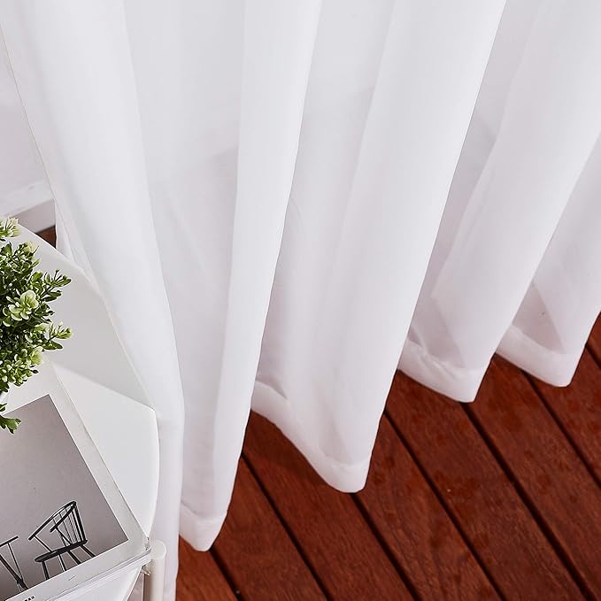 NICETOWN Voile Sheer Window Curtains 63 inch Length - Grommet Living Room Curtain Panels Soft Textured and Lightweight Window Treatments for Bedroom/Flat, Ivory, W37 x L63, 2 Pieces