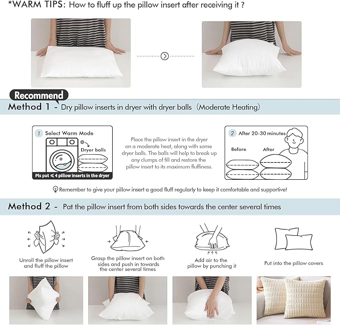 MIULEE Throw Pillow Insert Premium Pillow Stuffer Sham Rectangle Form for Decorative Cushion Bed Couch Sofa 20x36 Inch