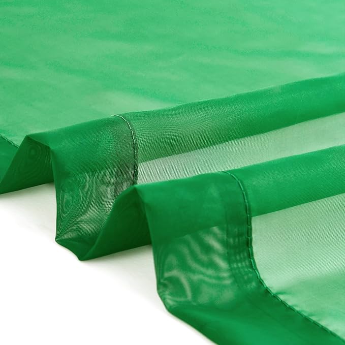 SpaceDresser Sheer Voile Window Treatment Rod Pocket Curtain Panels for Kitchen Bedroom Living Room Drapes Sunlight Filtering Privacy Semi Home Decor Assorted Colors Sizes (Green, 52 W x 63 L)
