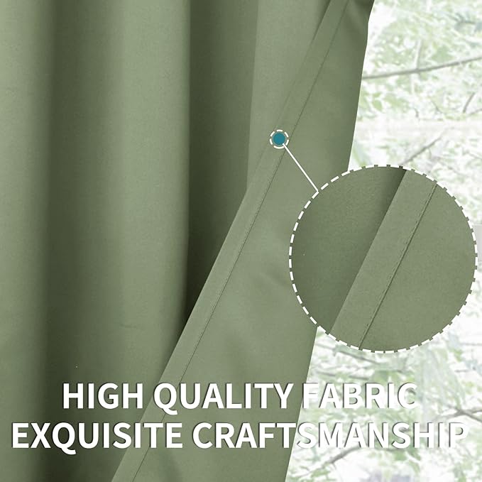 BGment Room Darkening Curtains 63 Inches Long - Grommet Thermal Insulated Drapes Window Treatment Curtains for Bedroom, 2 Panels, 52 x 63 Inch, Grass Green