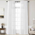 Nanspring White Linen Curtains 140 Inches Long 2 Panels Set for Living Room Extra Long Back Tab Curtains Light Filtering Semi Sheer Linen Drapes Ceiling to Floor for Large Window Farmhouse 52x140