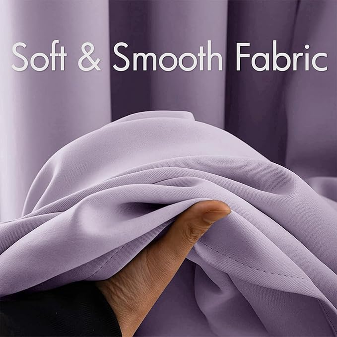 MIULEE Blackout Room Darkening Curtains Thermal Insulated Drapes Solid Window Treatment Set Grommet Top Light Blocking Curtain for Living Room/Bedroom 2 Panels 52 x 84 inch Length Lilac