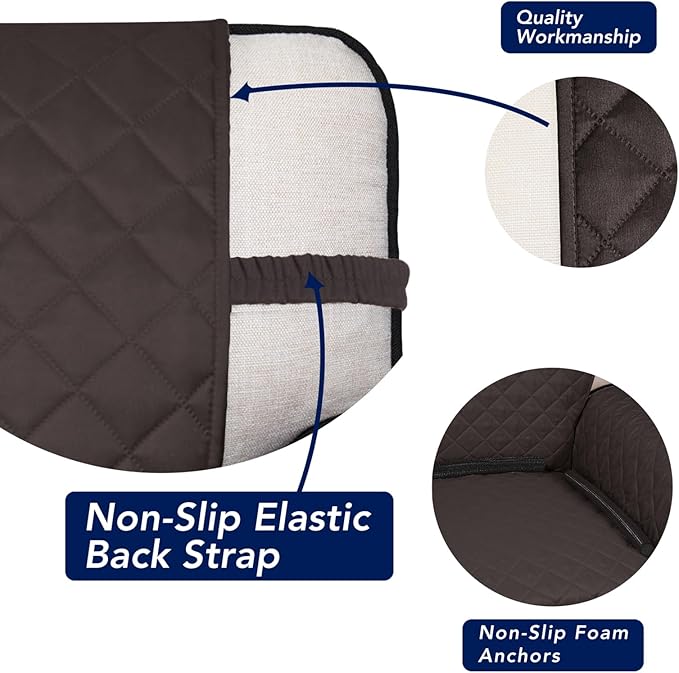 PureFit Reversible Quilted Sofa Cover, Water Resistant Slipcover Furniture Protector, Washable Couch Cover with Non Slip and Elastic Straps for Kids, Dogs, Pets (Oversized Chair, Chocolate/Beige)