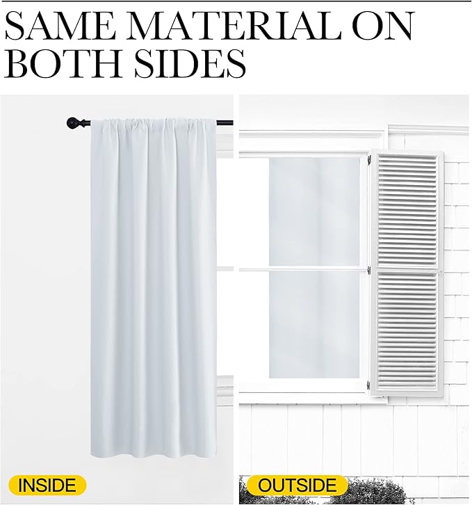 NICETOWN Greyish White Window Curtain Panels, RV Bunk Curtains, Thermal Insulated Rod Pocket Room Darkening Curtain Sets for Loft (Greyish White, 2 Panels, 42 in x 30 in (W x L))