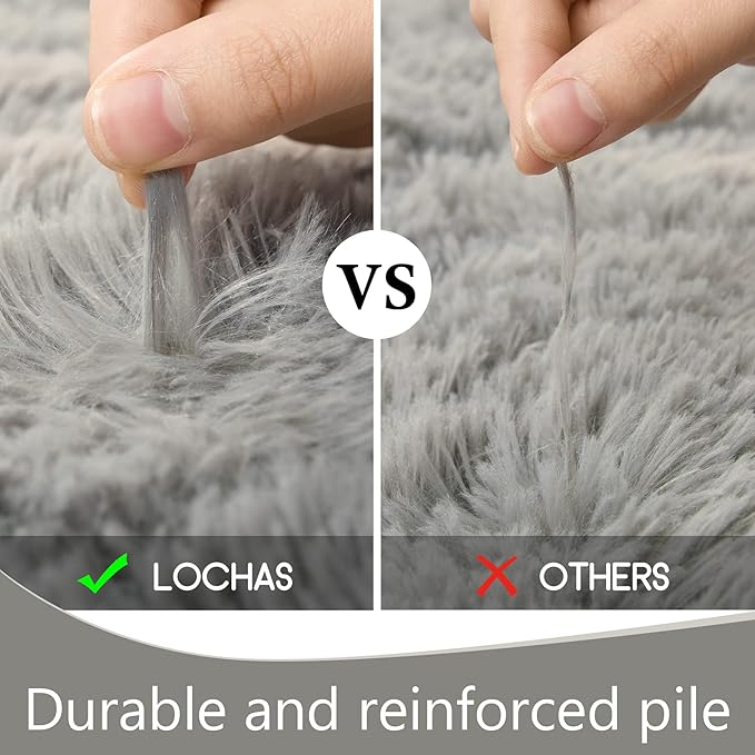 LOCHAS Ultra Soft Indoor Modern Area Rugs Fluffy Living Room Carpets for Children Bedroom Home Decor Nursery Rug 2x3 Feet, Gray