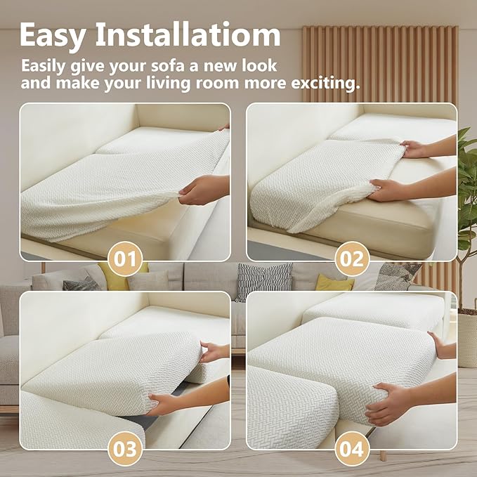 Couch Cushion Covers for Sofa Couch Covers Wear-Resistant Universal Sofa Cover Washable Stretch for Sectional Slipcovers (Texture-Green,Back Cover L)