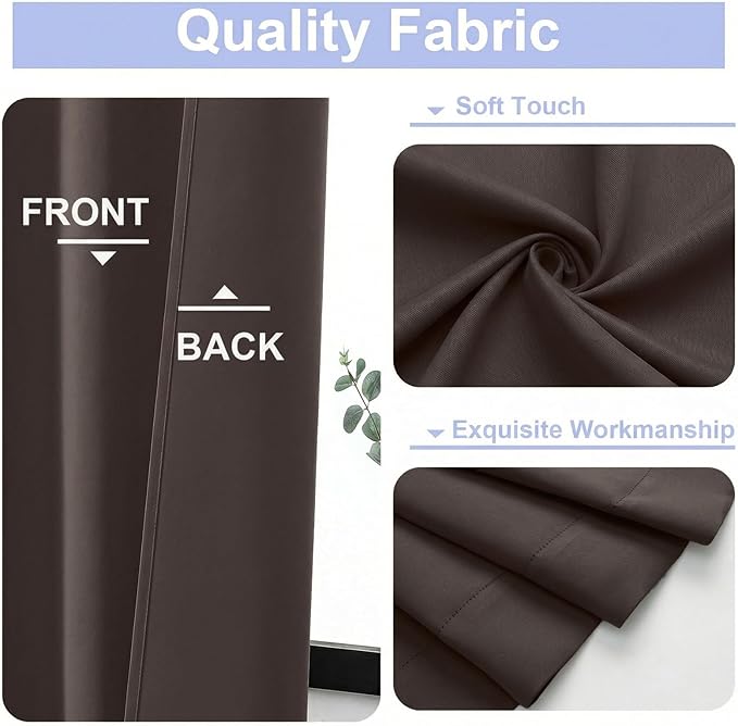 Simplebrand Ava Chocolate Blackout Curtains for Bedroom 84 Inch Length 2 Panels Set, Solid Thermal Insulated Privacy Nursery Window Treatment Curtains Blackout Drapes, W40 x L84 Inch, Chocolate