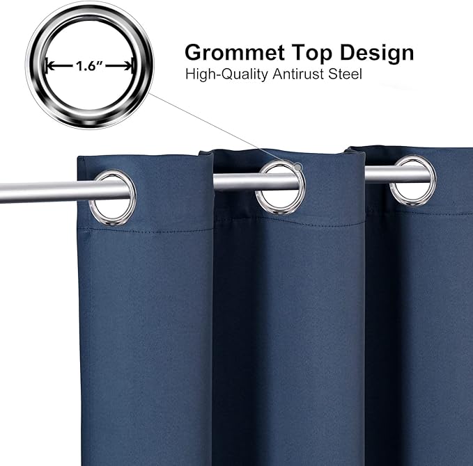 ChrisDowa Grommet Blackout Curtains for Bedroom and Living Room - 2 Panels Set Thermal Insulated Room Darkening Curtains (Stone Blue, 38W x 54L)