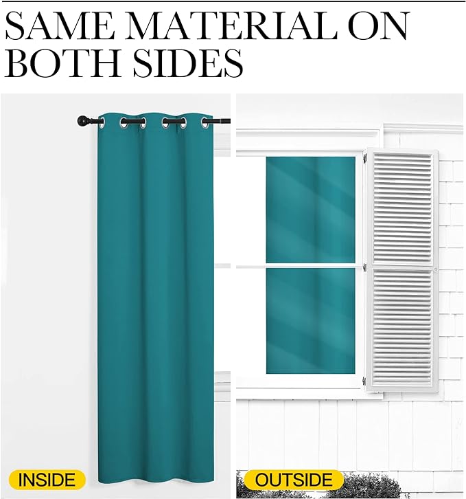 NICETOWN Room Darkening Curtains 120 inch Length 2 Panels, Peacock Teal, 2 Pieces, W55, Thermal Insulated Grommet Blackout Curtains for Modern Casual Elegant Bedroom Kids Room Theme Decoration
