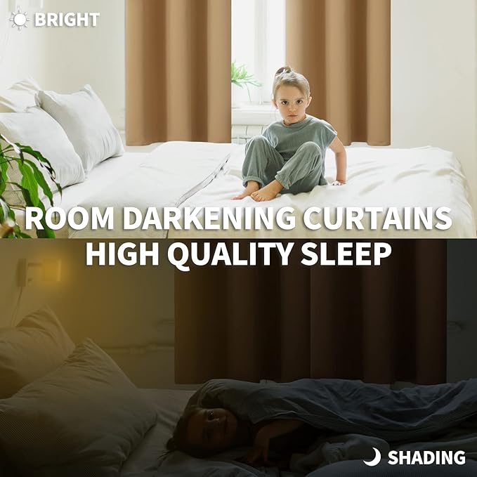 BGment Blackout Curtains for Living Room - Grommet Thermal Insulated Room Darkening Curtains for Bedroom, 2 Panels of 42 x 84 Inch, Khaki