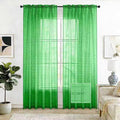 SpaceDresser Check Sheer Curtains 72 Inches 2 Panels Set, Rod Pocket Plaid Window Curtain for Living Room, Green Semi Sheer Drapes for Kitchen Bedroom Children Room Yard（Green, 52W x 72L）