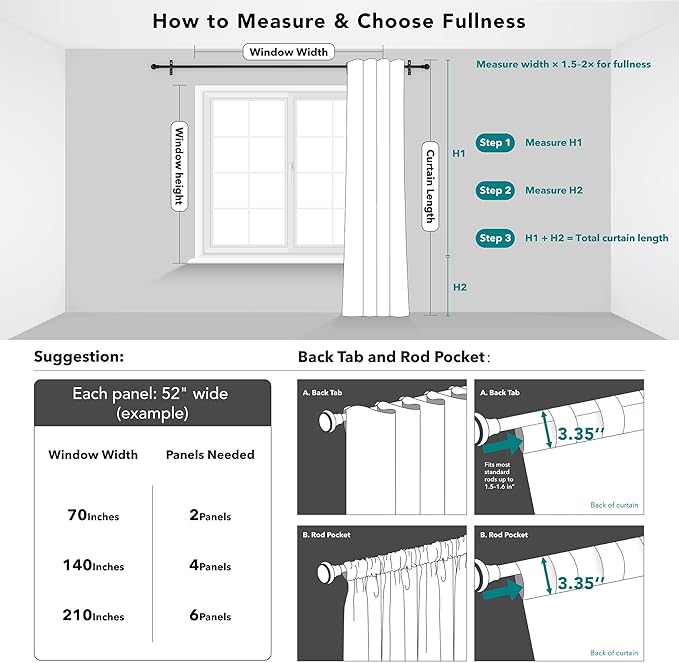 Deconovo Blackout Curtains, Thermal Insulated, W42 x L54 2 Panels, Back Tab, Machine Washable, Room-Darkening Drapes for Bedroom/Living Room Sage Green