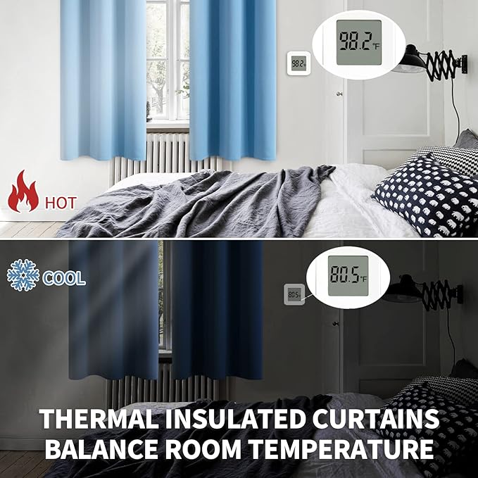 BGment Room Darkening Curtains 95 Inches Long - Grommet Thermal Insulated Drapes Window Treatment Curtains for Bedroom, 2 Panels, 52 x 95 Inch, Sky Blue