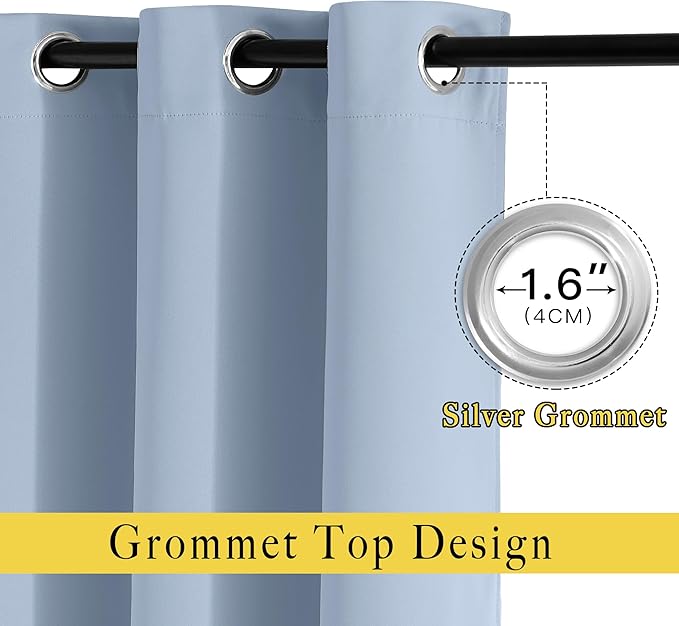 NICETOWN Blackout Curtain Drapes for Living Room - Decorative Thermal Insulated Solid Grommet Top Room Darkening Window Treatments for Kids Room (Vintage Blue, 1 Pair, 46 x 72-Inch)