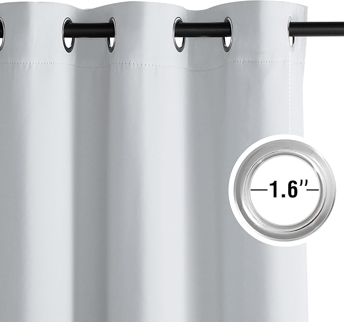 NICETOWN Room Darkening Draperies Curtains Panels, 2 Panels Greyish White W52 x L84