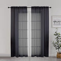 Chyhomenyc Black Sheer Curtain 72 Inches Length 2 Panels, Voile Rod Pockets Light Filtering Airy Window Treatment Drapes for Living Room Bedroom, Each 42Wx72L