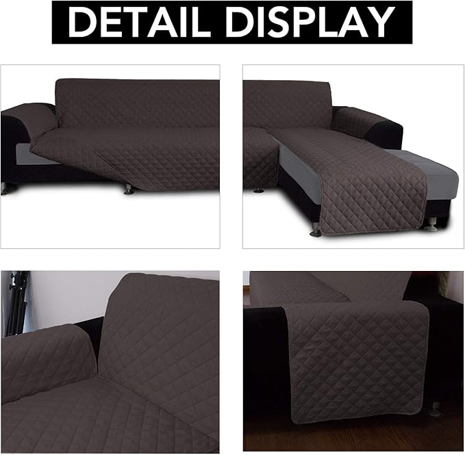 Easy-Going L Shape Sofa Slipcover - Reversible Sofa Cover for Pets & Furniture Protection (Large, Chocolate/Chocolate)