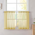 Simplebrand Yellow Tier Curtains for Kitchen 24 Inches Long 2 Panel Set, Rod Pocket Cafe Curtain Light Filtering Sheer Short Curtains for Bathroom/Basement Half Window 42 x 24 Inch, 2Pcs