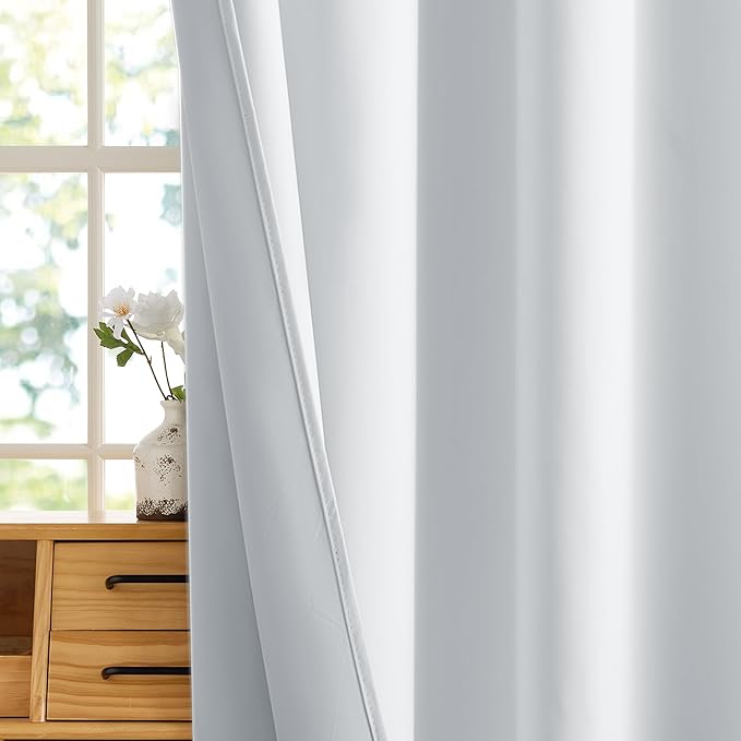 RYB HOME White 100% Blackout Curtains, Short Thermal Insulated Heat & UV Blocking Total Room Darkening Privacy Drapes for Small Window, Width 34 by Length 30, White, 2 Panels