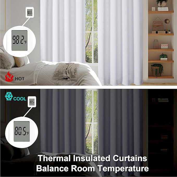 Simplebrand Ava Pure White Curtains for Bedroom 78 Inch Length 2 Panels Set, Light Filtering Window Treatment, Light Filtering Curtain Drapes, Soft Casual Rod Pocket Privacy Curtains, W40 x L78 Inch