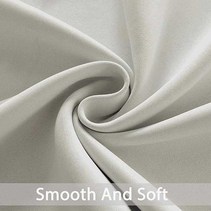 Yakamok Blackout Curtains Room Darkening Thermal Insulated Window Panels,Solid Grommet Top Drapes for Bedroom/Living Room(62Wx72L, Light Beige, 2 Panels)