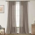 Taupe Linen Curtains 84 inches Long for Living Room Back Tab Rustic Farmhouse Semi Sheer Light Filtering Window Curtain Dining Room Soft Thick Flax Linen Textured Drapes Light Brown