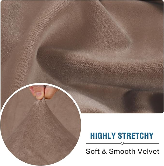 H.VERSAILTEX Velvet Stretch Individual Couch Cushion Cover Plush Slipcover for Loveseat Sofa Furniture Protector Seat Cover (1 Piece Loveseat Cushion Cover, Taupe)
