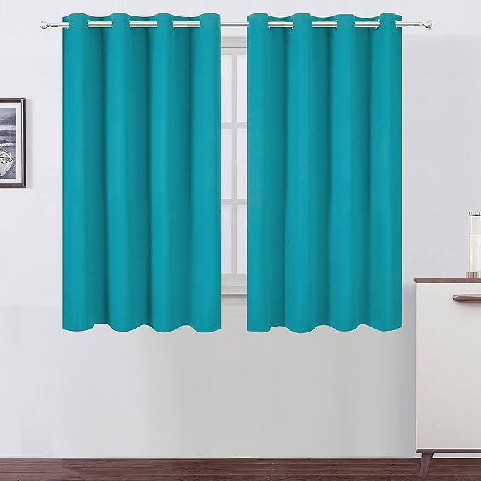LEMOMO Teal Thermal Blackout Curtains/52 x 54 Inch/Set of 2 Panels Room Darkening Curtains for Bedroom