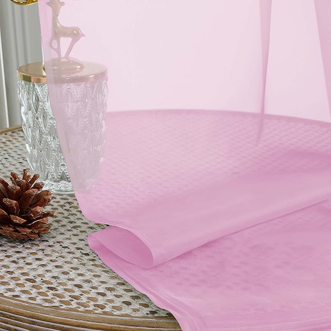 OWENIE Pink Sheer Curtains 72 Inches Long 2 Panels Set, Transparent Voile Sheer Curtain for Living Room Bedroom Window Sliding Glass Door Treatment, 59 x 72 Inch, Pink