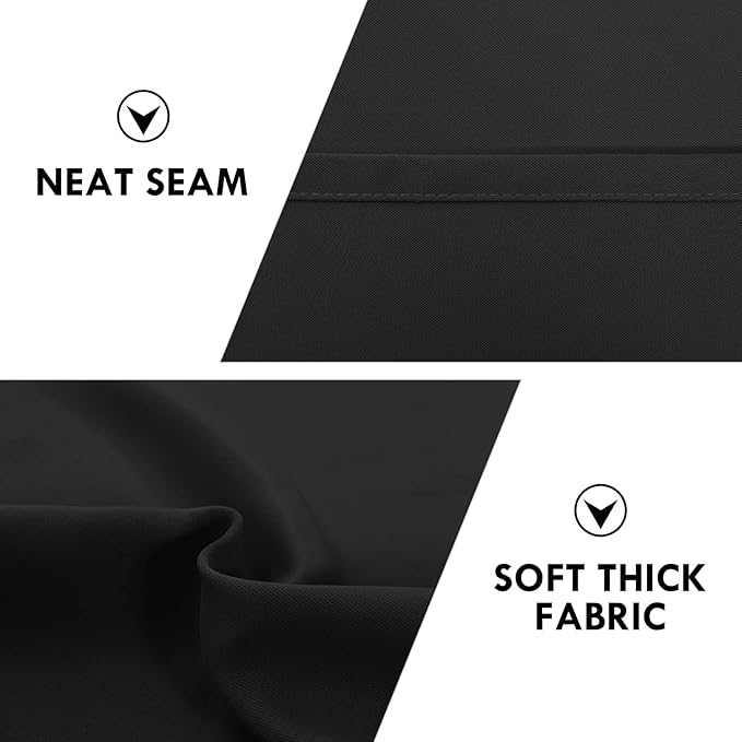 DWCN Black Blackout Curtains for Bedroom, 60 x 84 inches Long - Room Darkening Thermal Insulated Large Drapes, Set of 2 Rod Pocket Curtain Panels