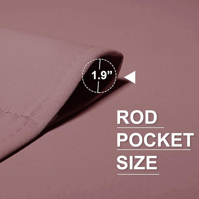 RYB HOME Short Dusty Pink Blackout Curtains for Small Bedroom Window, Insulating UV Blocking Drapes for Kitchen Cafe Basement Garage, Privacy Tiers for Bathroom Window, Width 42 by Length 36, Set of 2