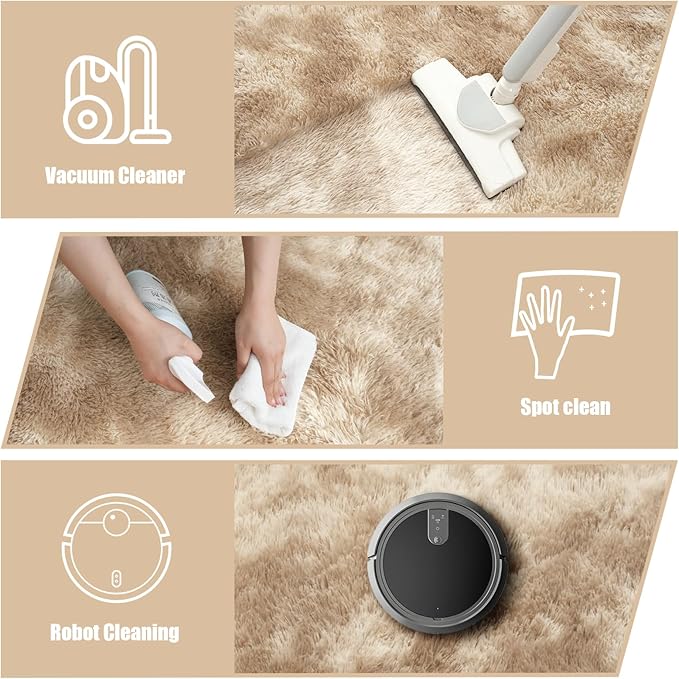 Shag Area Rug for Bedroom 5x8,Fluffy Area Rugs for Living Room,Soft Fuzzy Rug Non-Shedding Indoor Plush Carpet for Kids Bedroom Nursery Dorm Home Decor,Tie-Dyed Beige