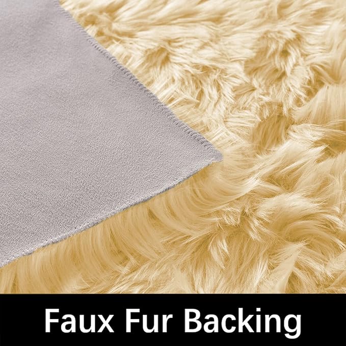 Latepis Boho Area Rugs 5x7 Plush Yellow Fluffy Rugs Shag Washable Faux Fur Fuzzy Rug for Living Room Bedroom Soft Throw Rug Room Decor Rectangle