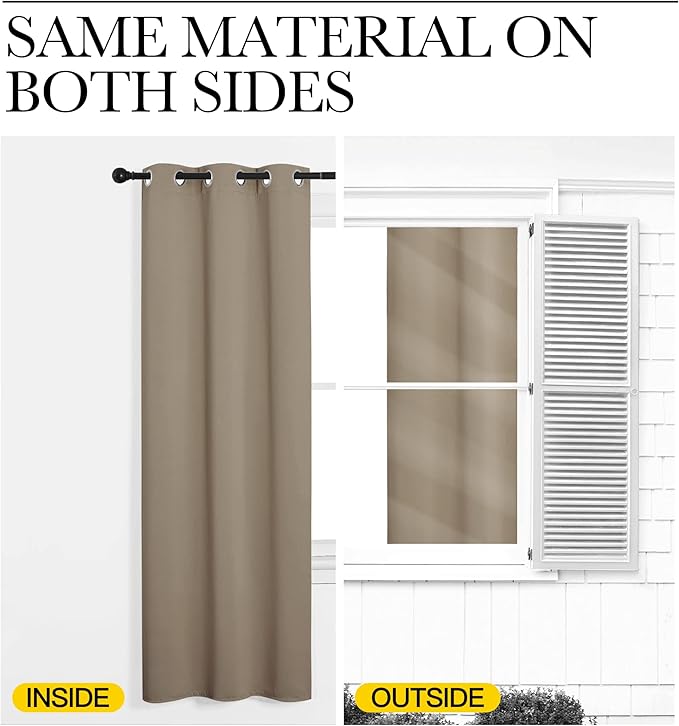 NICETOWN Blackout Window Curtains 60 inch Length 2 Panels, 34 x 60 Inch, Taupe, Grommet Top Room Darkening Thermal Insulated Solid Vertical Drapes for Bedroom/Kid Room