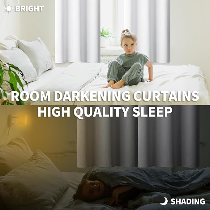 BGment Room Darkening Curtains 72 Inches Long - Grommet Thermal Insulated Drapes Window Treatment Curtains for Bedroom, 2 Panels, 42 x 72 Inch, Pure White
