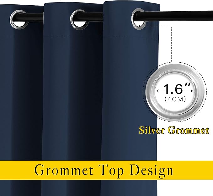 NICETOWN Blackout Curtain Panels 84 - Window Treatment Energy Saving Thermal Insulated Solid Grommet Blackout Drapes for Living Room (Navy, 1 Pair, 66 by 84-Inch)