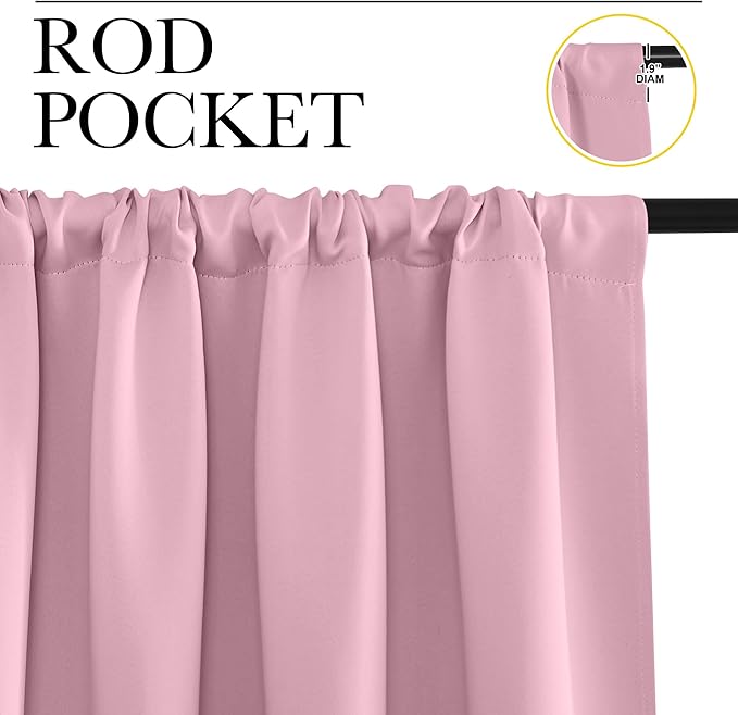 NICETOWN Blackout Curtains Window Draperies, Rouge Pink, Set of 2, 70 by 95 inches Long, Window Treatment Thermal Insulated Solid Room Darkening Drapes for Bedroom