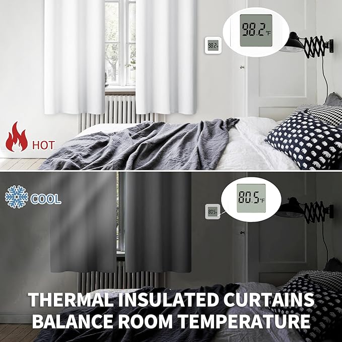 BGment Room Darkening Curtains 54 Inches Long - Grommet Thermal Insulated Drapes Window Treatment Curtains for Bedroom, 2 Panels, 38 x 54 Inch, Pure White